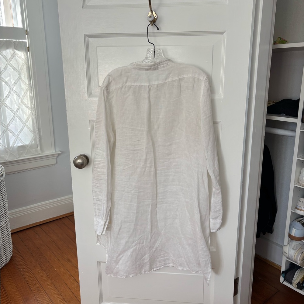CP Shades White Linen Oversized Button Front Shirt Beach Coverup Women’s Size M - Picture 3 of 5